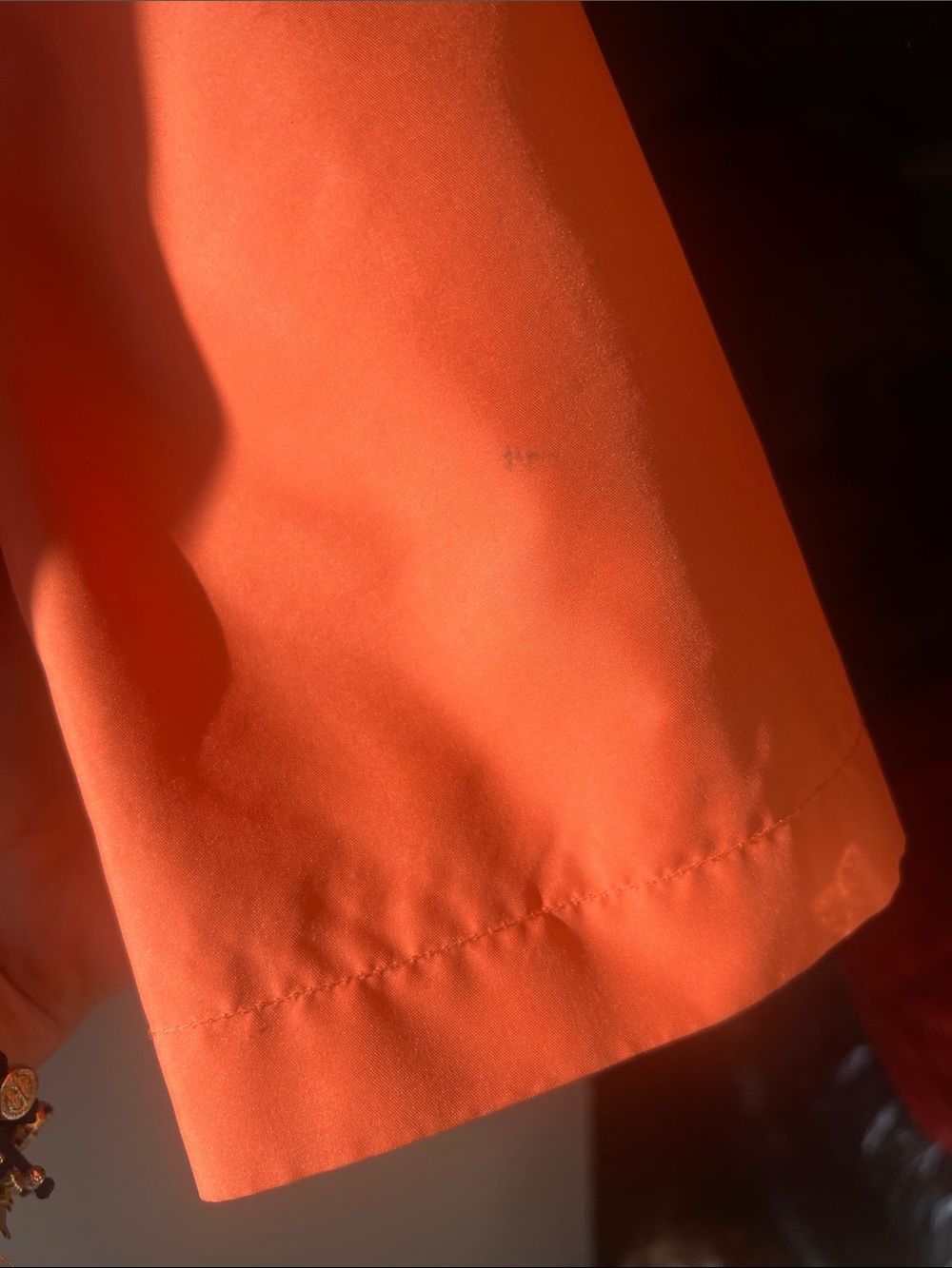 Burberry Bright Orange Hooded Raincoat with Check Lining - Picture 5 of 13